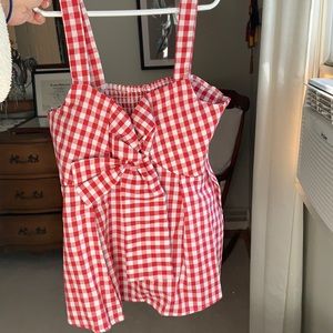 Gingham tank with front tie